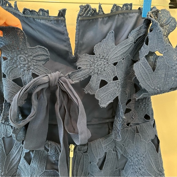 Saylor x Free People Dahlia Dress Blue Off the Shoulder Lace Cocktail Wedding - Picture 7 of 14